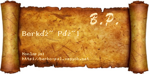 Berkó Pál névjegykártya